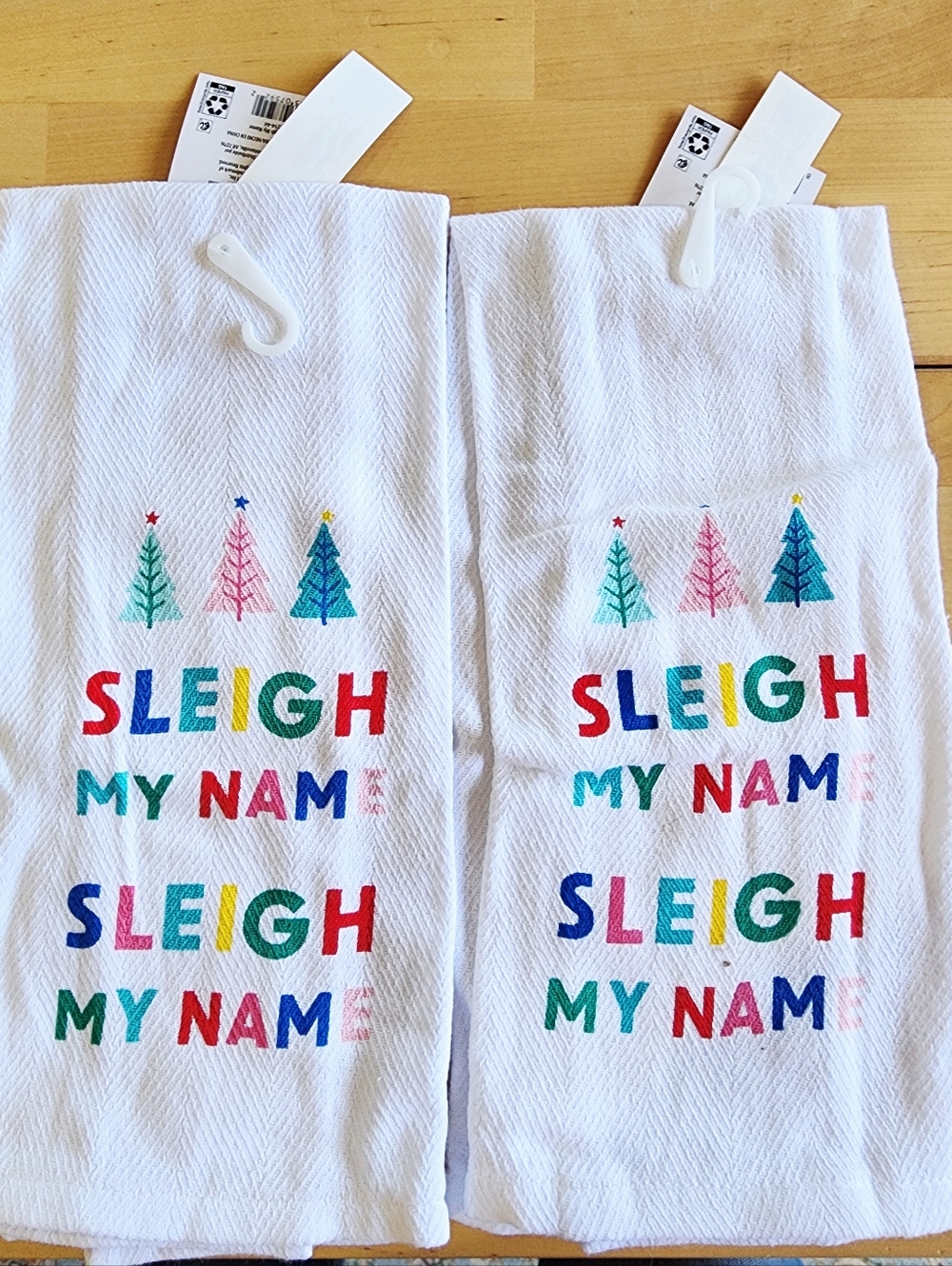 HOLIDAY TIME | "Sleigh My Name" Holiday Kitchen Towels | Set of Two | NWT